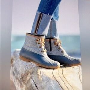 Sperry Women’s Saltwater Thinsulate Gray Duck Boots Rain Boots Size 7